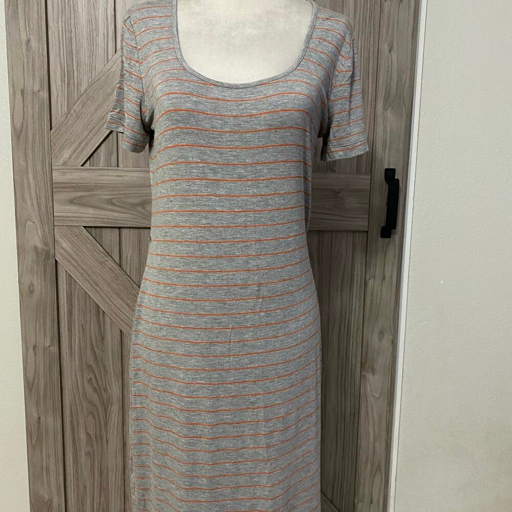 Calvin Klein gray with orange stripe short sleeve dress size 4